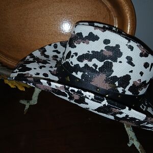 NWT C.C Black and White Cow Print Hat